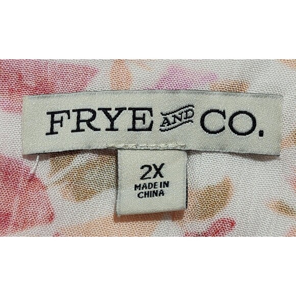 Frye & Co Pink & Red Floral Summer Dress Capped Sleeves Women's Size 2X Midi - Picture 7 of 14